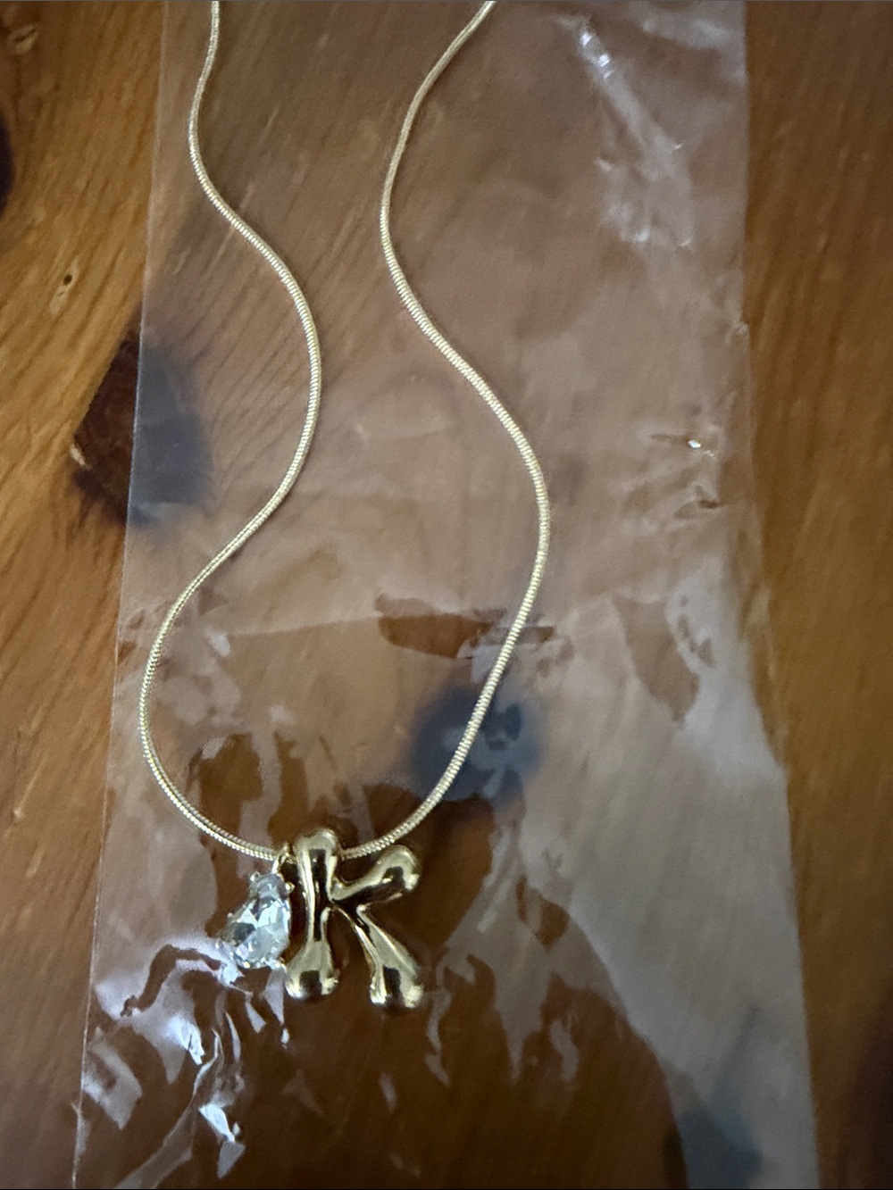 Gold Bubble Initial Crystal Pear Charms Necklace (7222) - Picture 2 of 2